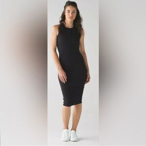 Lululemon Picnic Play Midi Cross Open Back Dress Built-in Bra Black XS  Bodycon
